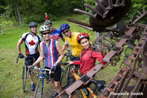 bicyclists at Haliburton Sculpture Forest