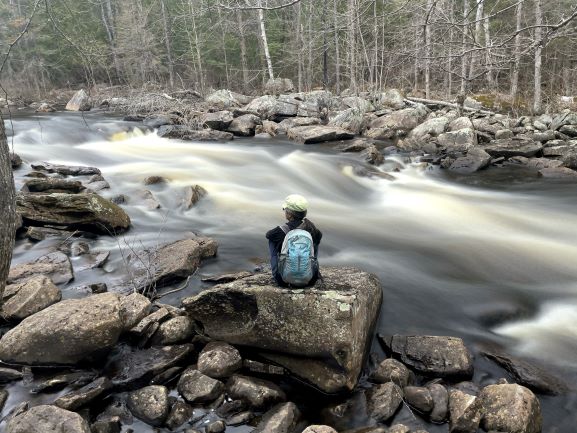 view of the York River which connects to High Falls in Algonquin Park